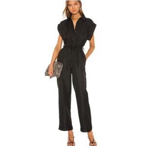 L'Academie The Inaya Revolve Jumpsuit Black Button Down Small Boilersuit